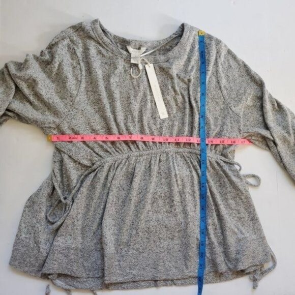 NWT CASLON Womens Sweater SZ S Gray Peplum Drawstring Soft Stretch Long Sleeve - Picture 7 of 8